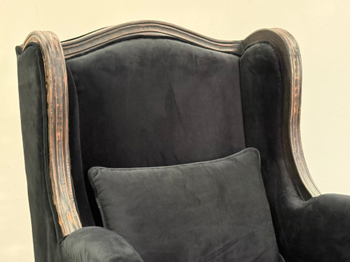 Wingback Armchair Black Velvet 