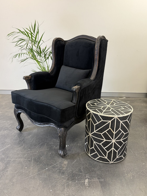Wingback Armchair Beige Velvet 