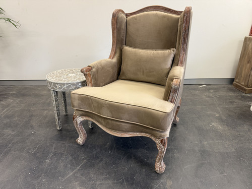 Wingback Armchair Beige Velvet 