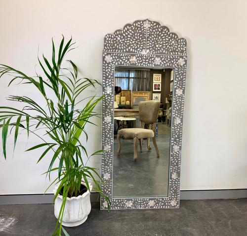 Mother of Pearl Jharokha Mirror - Grey