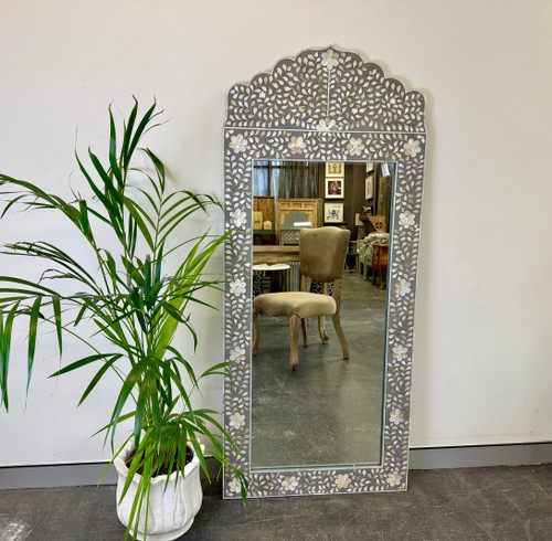 Mother of Pearl Jharokha Mirror - Grey