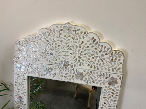  Mother of Pearl Jharokha Mirror - White