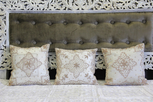 Zardozi embroidered, white cushion cover