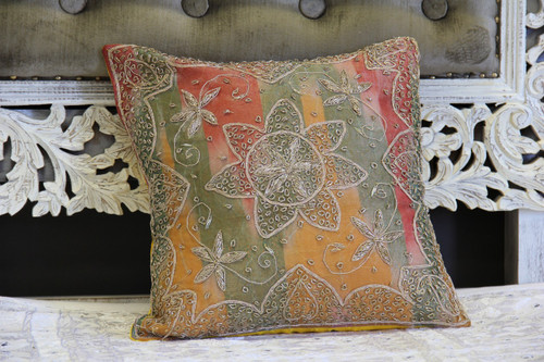 Indian Zardozi embroidered, pastel cushion covers