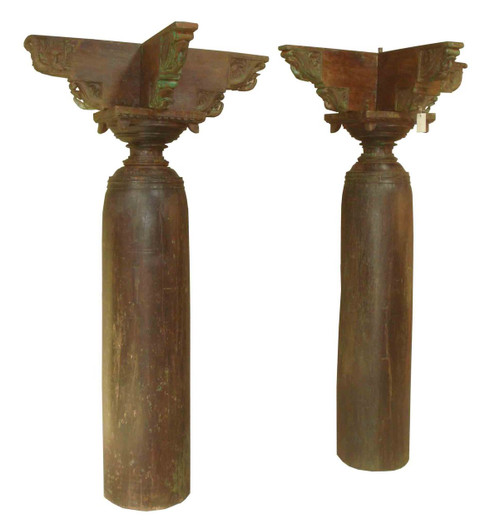 Vintage South  Indian Pillars- Pair