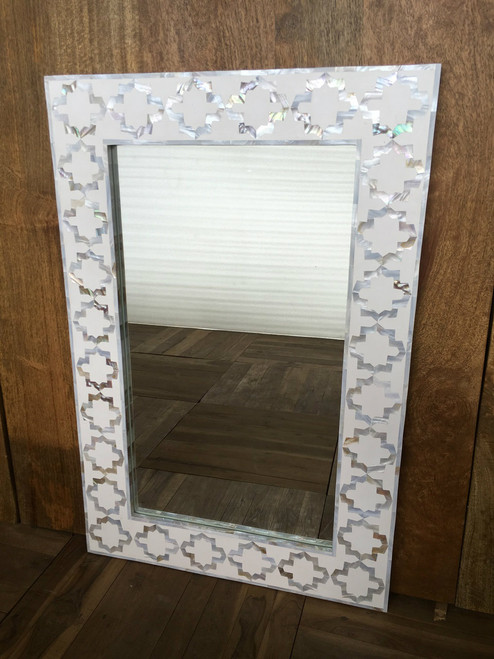 Mother of Pearl Inlay Moroccan Mirror - White