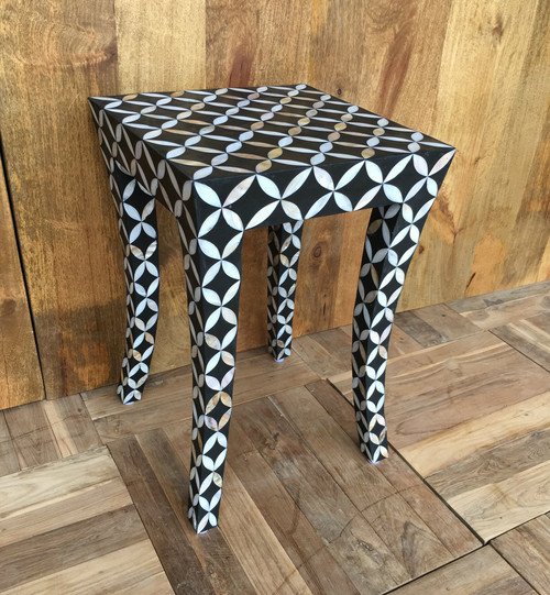 Mother of Pearl Inlay Side table - black