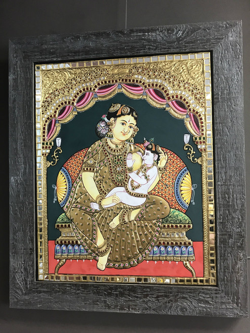 Tanjore painting - Baby Krishna with mum Yashoda