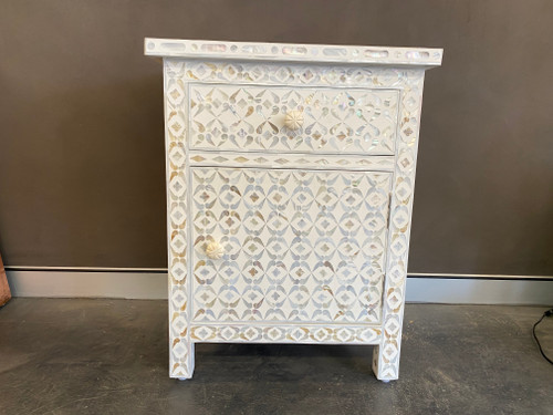 Mother of Pearl Inlay bedside - White