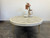 Bone Inlay Floral Coffee Table with Brass Legs - Grey 102cm