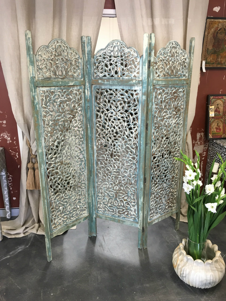 Wooden hand carved screen wall panel Sohal Living