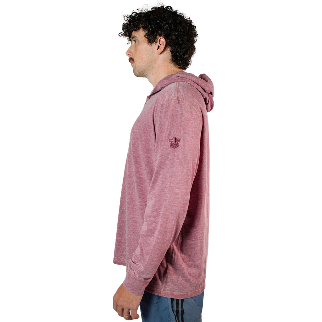 Johnnie-O - Zed Hoodie LS Tee - ROSEWOOD