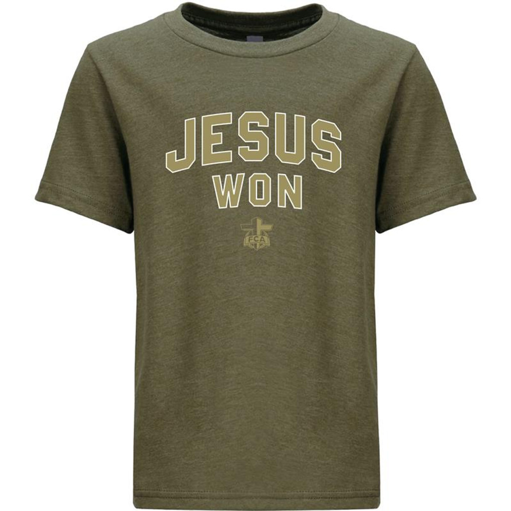 Jesus Won Arch Tee (YOUTH) - MILITARY GREEN