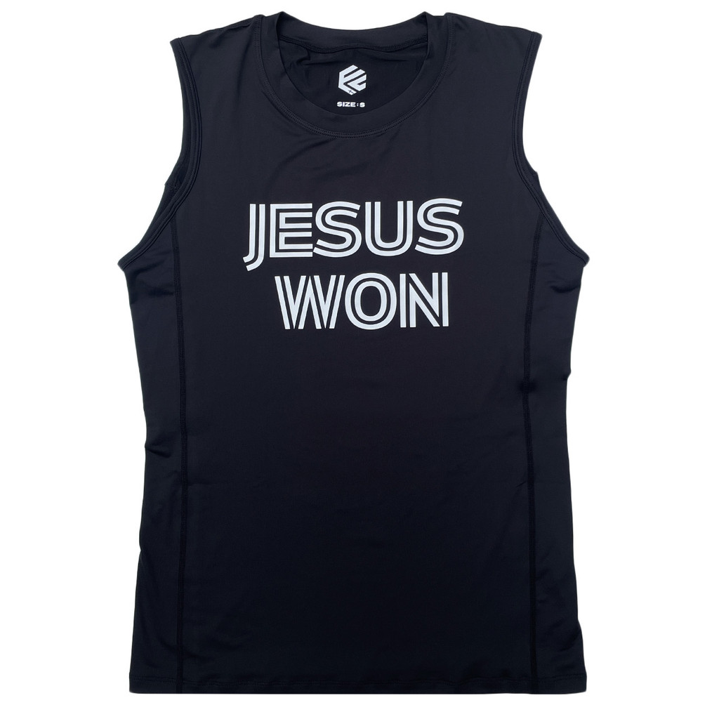 Jesus Won Performance Sleeveless Tee - Black