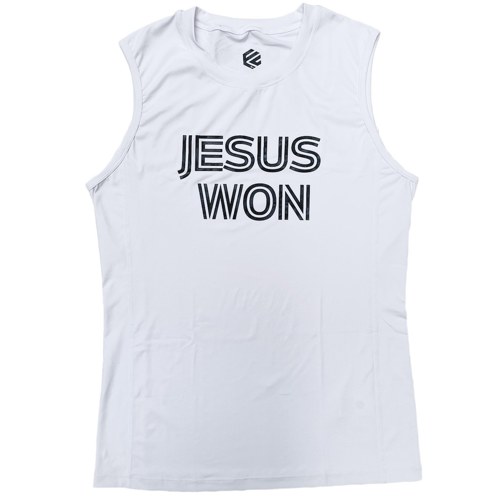 Jesus Won Performance Sleeveless Tee - White