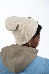 Hem Tagged Beanie - Cream