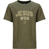 Jesus Won Arch Tee (YOUTH) - MILITARY GREEN