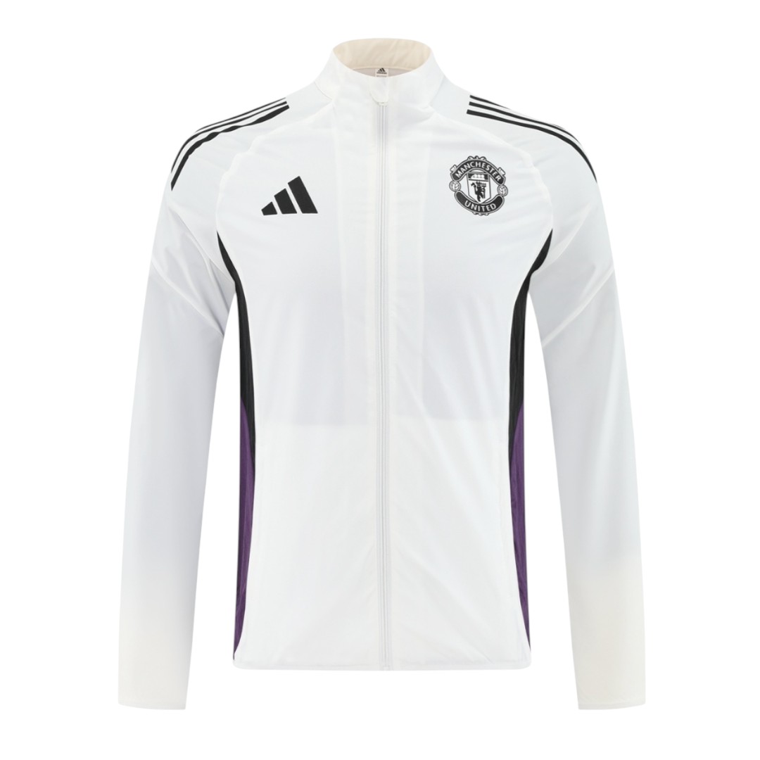 Manchester United 25/26 Men's White Long Zip Windbreaker