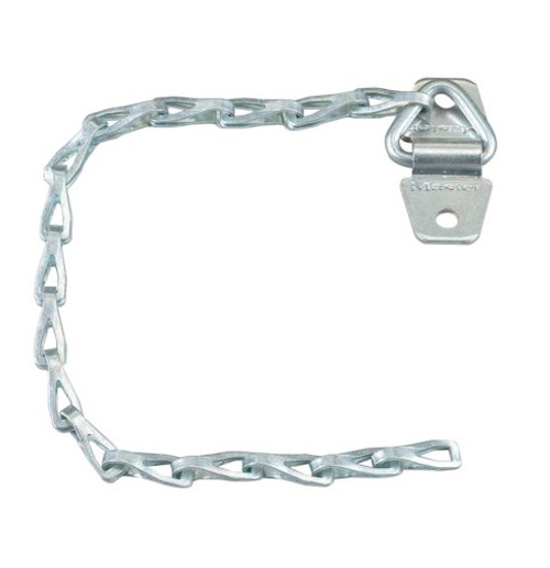 9" long lightweight zinc plated steel chain with chain holder attached.