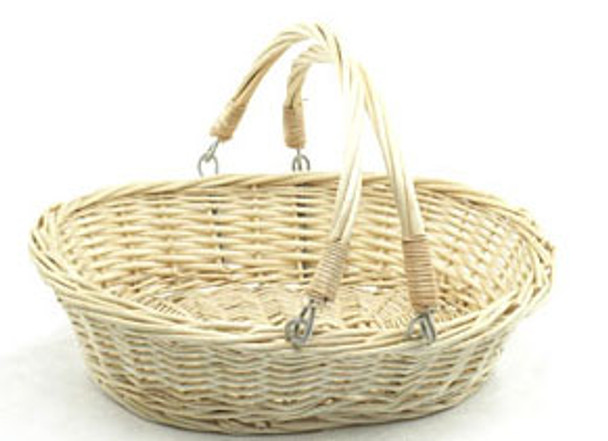 Light WILLOW Oval BASKET with Fold Handle