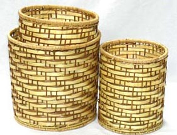Bamboo Pot Cover Straight Side Baskets - Set of 3