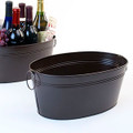 14 inch Oval Metal Tin Tub - Dark Chocolate Brown