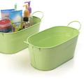 12 inch Oval Metal Tin Tub - Lime Green