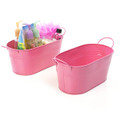 12 inch Oval Metal Tin Tub - Pink