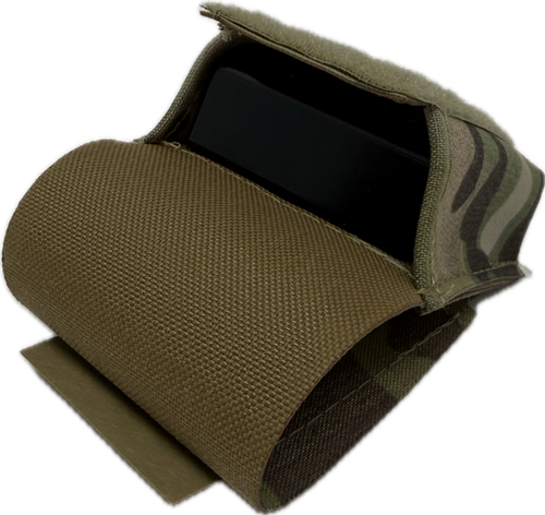 Tribe Tactical Supply MFR magazine Adapter Pouch with CNC MFR Adapter-MultiCam-Flap Open.