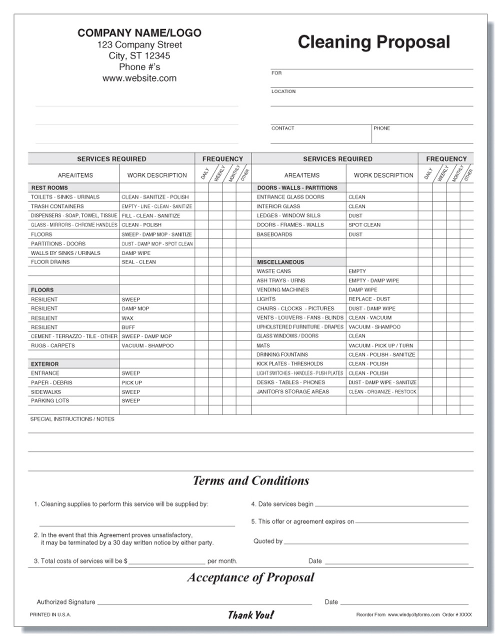 cleaning bid template