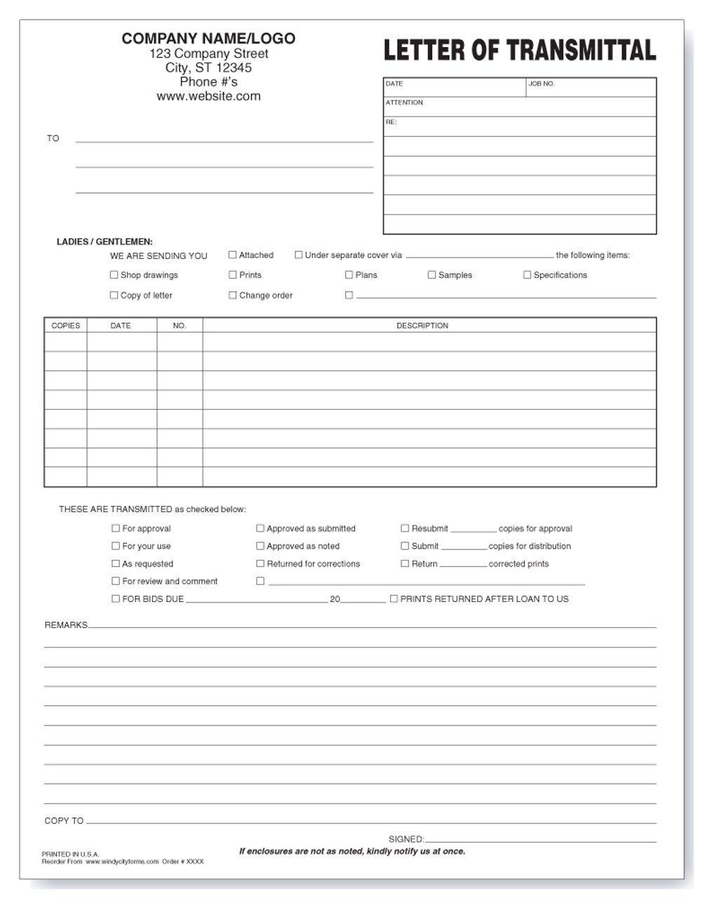 Letter of Transmittal