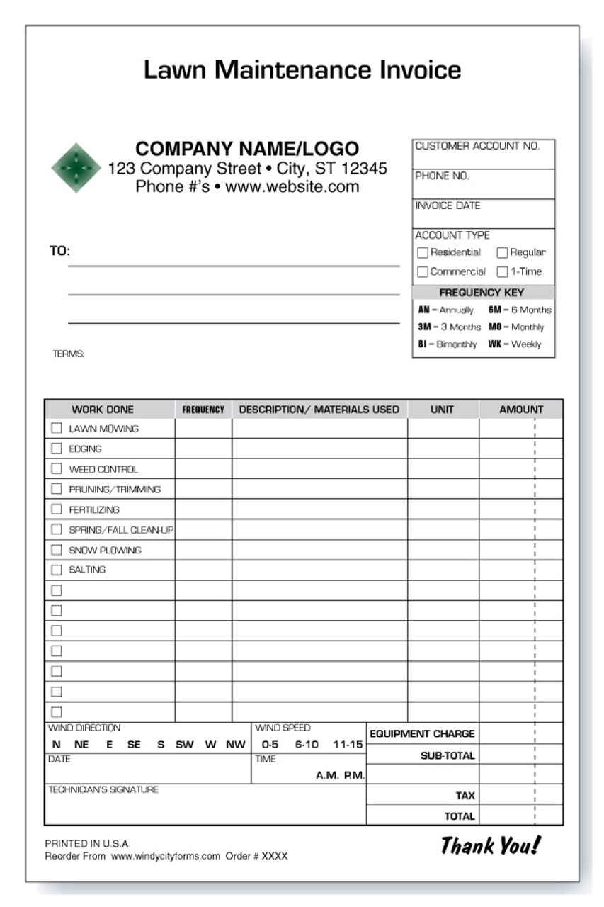 Lawn Care Receipt Template MaryBowser Blog