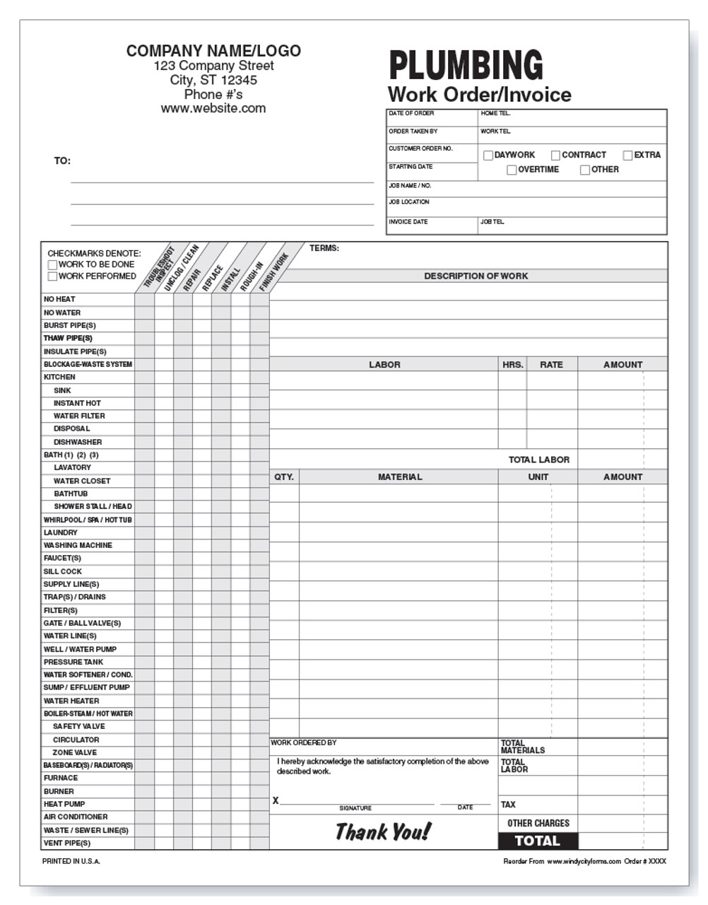 Plumbing Price List Template