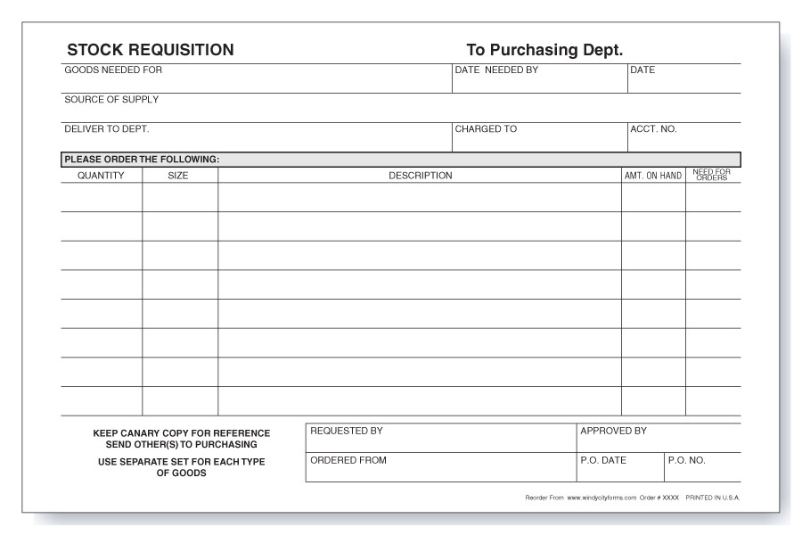 Stock Requisition Form Windy City Forms Stock Requisition Form Windy City Forms