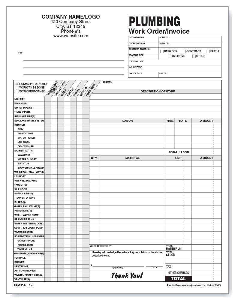 Electrical Work Order Invoice | Windy City Forms