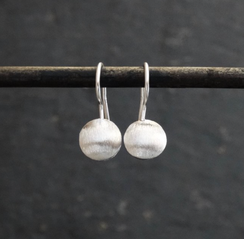 Brushed Round Drop Earrings