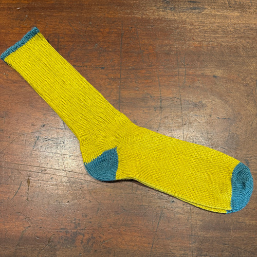 Exmoor Wool Sock Mustard & Aqua