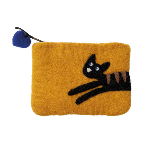 Jumping Cat Felted Purse