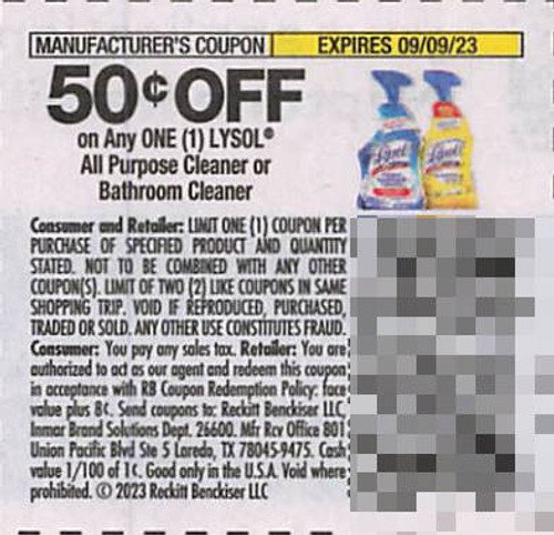 *EXPIRED* LYSOL ALL PURPOSE CLEANER OR BATHROOM CLEANER, ANY $0.50/1 EXP - 09/09/23*