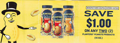 PLANTERS PEANUT PRODUCTS, ANY TWO $1.00/2 EXP - 10/27/24