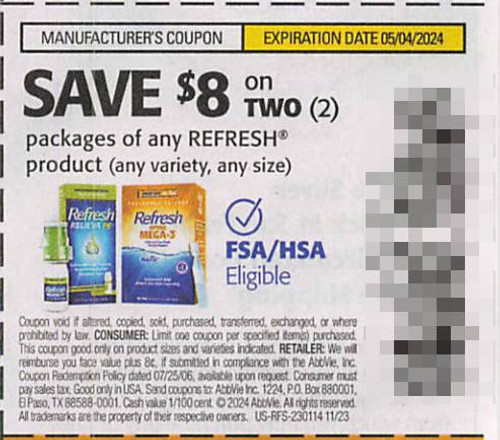 REFRESH PRODUCTS, ANY TWO $8.00/2 EXP - 05/04/24