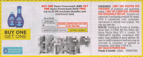 *EXPIRED* DAWN BUY ONE POWERWASH AND GET ONE POWERWASH REFILL FREE (UP TO $3.99)(EXCLUDING BUNDLES AND TRIAL/TRAVEL SIZE), ANY B1G1 FREE EXP - 03/09/24