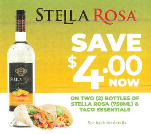 STELLA ROSA ANY TWO 750ML BOTTLES AND TACO ESSENTIALS, ANY TWO $4.00/2 EXP - 12/31/24