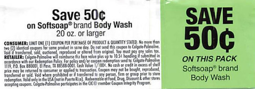 SOFTSOAP BRAND BODY WASH 20 OZ OR LARGER, ANY $0.50/1 EXP - 07/30/24