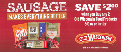 *EXPIRED* OLD WISCONSIN 5.0 OZ OR LARGER, ANY TWO $2.00/2 EXP - 08/31/24