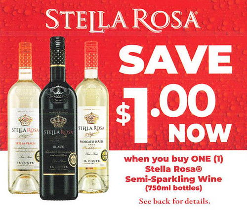 STELLA ROSA SEMI-SPARKLING WINE 750ML BOTTLE, ANY $1.00/1 EXP - 12/31/24