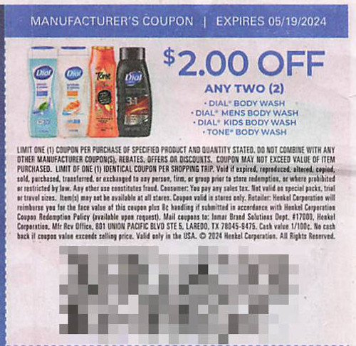 DIAL BODY WASH, DIAL MENS BODY WASH, DIAL KIDS BODY WASH, TONE BODY WASH, ANY TWO $2.00/2 EXP - 05/19/24
