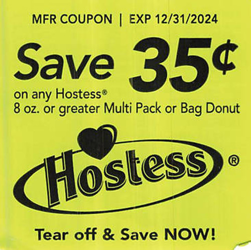 HOSTESS 8 OZ OR GREATER MULTI PACK OR BAG DONUT, ANY $0.35/1 EXP - 12/31/24