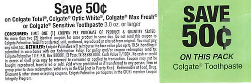 COLGATE TOTAL, OPTIC WHITE, MAX FRESH, OR SENSITIVE TOOTHPASTE 3 OZ OR LARGER, ANY $0.50/1 EXP - 09/30/24