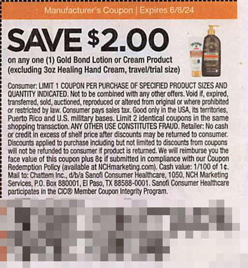 GOLD BOND LOTION OR CREAM PRODUCT (EXCLUDING 3 OZ HEALING HAND CREAM, TRIAL/TRAVEL SIZE), ANY $2.00/1 EXP - 06/08/24